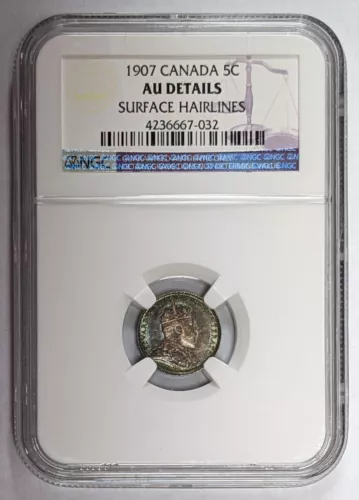 1907 Canada 5c NGC AU Details