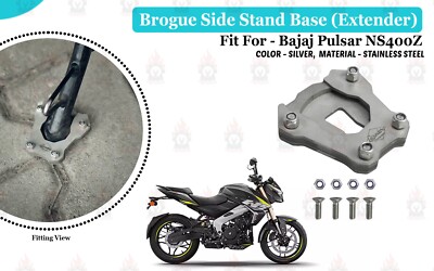 Silver Brogue Side Stand ''Base (Extender) Fit For Bajaj Pulsar NS400Z''