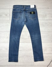 Stone Island Type SL Blue Washed Denim Badge Pants Mens Size 33x34