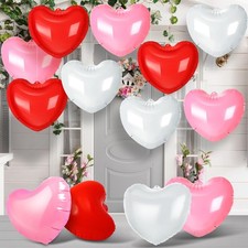 16 Pcs Valentine's Day Inflatable Heart Blow up Outdoor Decorations 12'' PVC ...