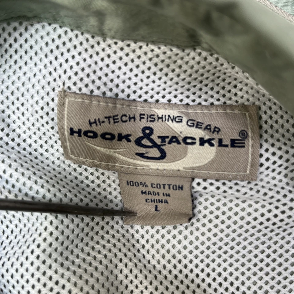 Hook & Tackle Shirt Mens Size L Gray Troller Roll Tab Performance Fishing Vented - Image 3 of 4