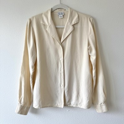 Vintage Ann Taylor Loft 100% Silk Shirt Womens 6 Classic Office Work Career Chic
