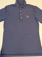 Peter Millar Embroidered LACC 123rd US Open Striped Navy Blue White Polo SM Men