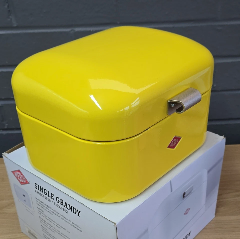 Wesco Single Grandy Bread Box Bin Yellow  Powder-Coated Steel New with box Retro - Image 3 of 4