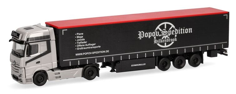 Camion Herpa Mercedes-Benz Actros L 4x2 Popov Spedition miniature HO 1/87