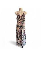 Urban Outfitters UO Rooftop Slit Midi Dress Floral Black Motif Large Y2K Boho