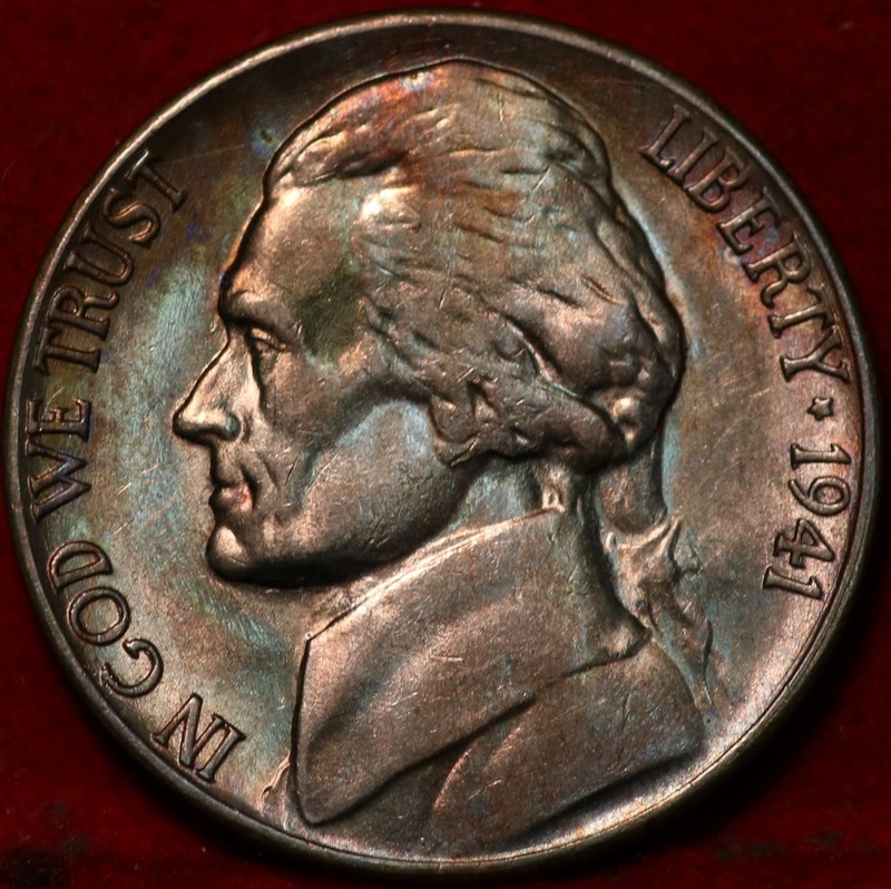 Uncirculated 1941-S San Francisco Mint Jefferson Nickel Not Silver with Color
