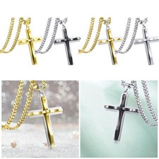 Collana con ciondolo croce a doppio strato in acciaio al titanio classico punk