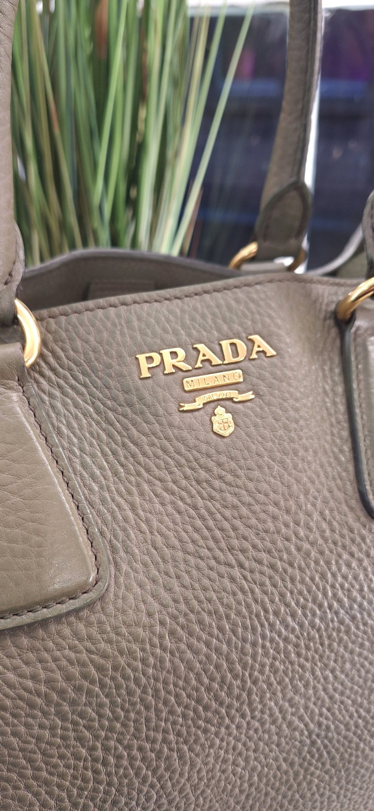 PRADA Beige & Olive Vitello Daino Leather  2way Shoulder Bag RRP £1,895 image 2