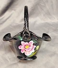 Fenton small black Basket "paradise" pattern limited edition of 150