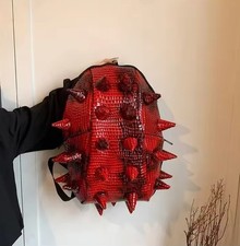 Hedgehog Backpack Spiky Punk Rivets Goth Leather Shoulderbag Snake Leather