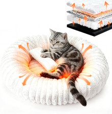 Self Warming Cat Bed, Donut Pet Bed for Indoor Cats and Small Dogs, Self-Heating