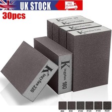 30 Pack Foam Sponge Sandpaper Square Sanding Blocks Home Wet Dry Decorating DIY