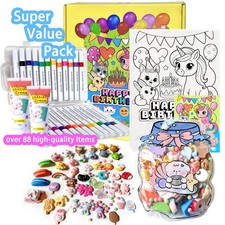 Birthday Gift Pre-drawn Canvas Cute Decoden Charms 24 Acrylic Markers Craft Kit