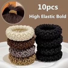 Solid Colour Hair Scrunchies Thick Elastic Ponytail Holders Set of 10 Pieces