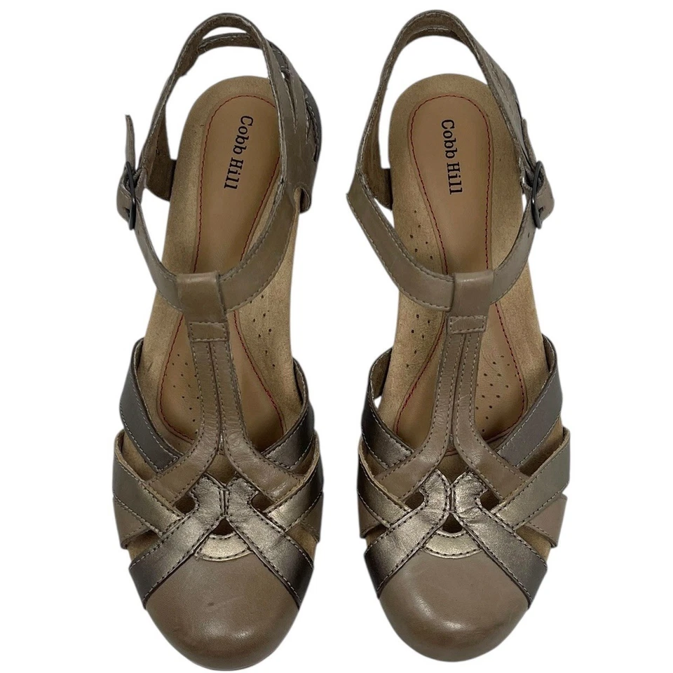 Rockport Cobb Hill “Aubrey” Sandal Women’s 10M Brown Leather T-Strap Mary Jane - Image 3 of 4