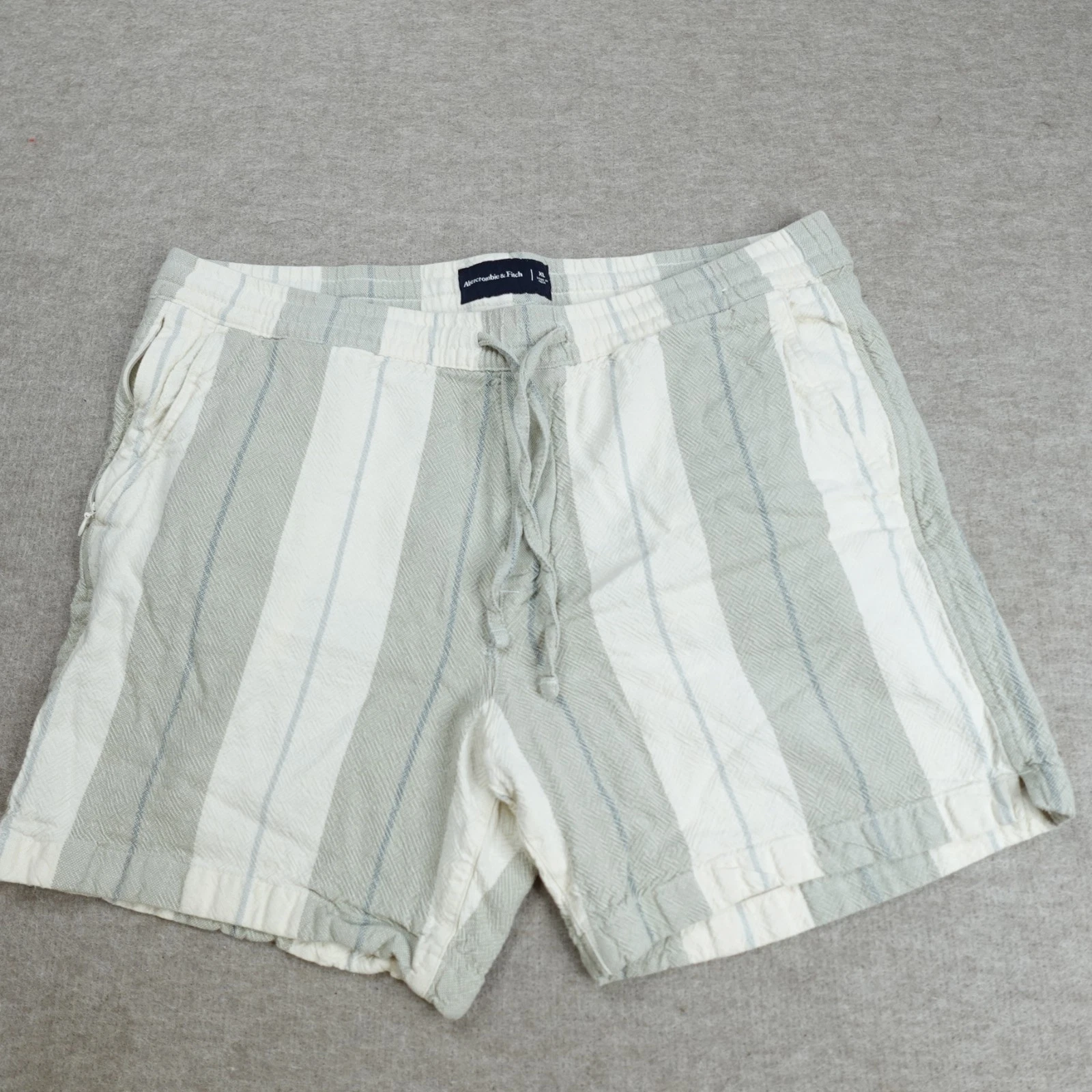 Abercrombie & Fitch Mens Shorts XL Beige Jacquard Drawstring Stretch Waist
