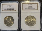 2 Coins Both are NGC 1951 D MS64 Full Bell Line  Franklin Silver Half Dollars