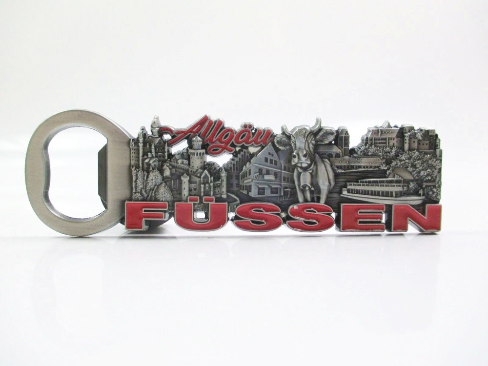 Füssen Allgäu bottle opener magnet metal souvenir Germany Neuschwanstein moun...