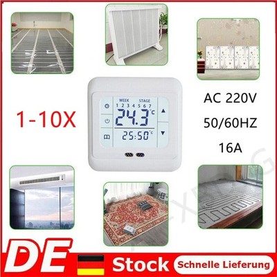 1-10x Digital Thermostat Touchscreen Raumthermostat 220V，16A Fußbodenheizung