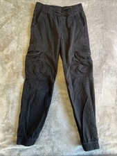 Wrangler Pants Boys 10 Black Cargo Jogger Stretch Elastic Waist Pockets