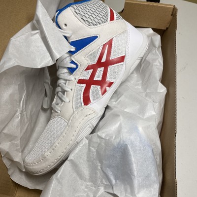 Asics Snapdown 3 Youth Size 4 Wrestling Shoes White Classic Red Blue 1084A009