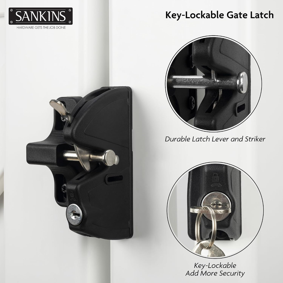 Key Lockable Double Sided Gate Latch, Fence Gate Locks for Outdoor ...