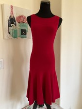 Alice + Olivia Cranberry Red Knit Dropped waist fit and flare dress size Small
