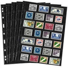 20 Sheets Stamp Pages Collector Stamp Collecting Album Binder Standard 9 Hole...