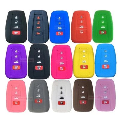 Fit TOYOTA Corolla RAV4 Camry 4 Button Remote Smart Key Fob Silicone Case Cover - Image 1 of 3