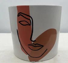 Ceramic Planter Cachepot Modern Face Portrait NEW 5”x 4.75” Abbott Collection