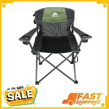 Ozark Trail Oversized Big and Tall Camp Chair with Cup Holders, Green, Adult