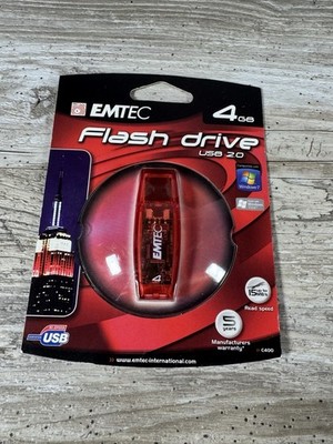EMTEC 4 GB USB Flash Drive Transparent- Red - EKMMD4GC400-Free Shipping