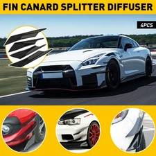 4pcs Universal Car Bumper Fin Canard Splitter Diffuser Valence Spoiler Lip Black