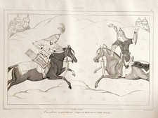 Engraving Of Warriors After A Manuscript From The Shahnameh