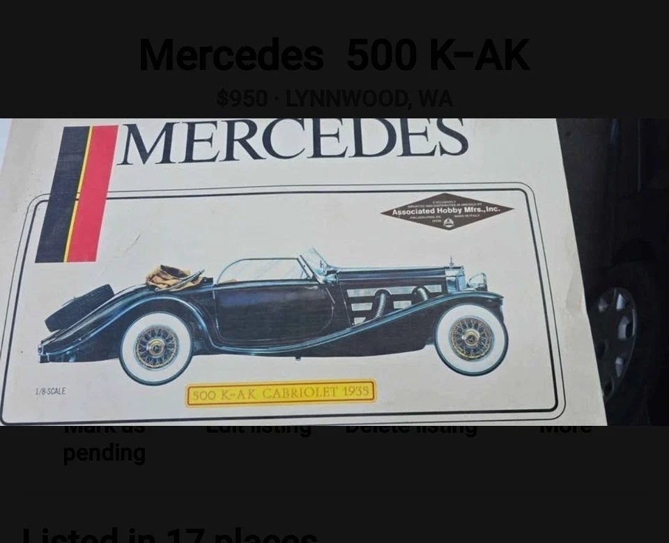MERCEDES 500K-AK CABRIOLET 1935 POCHER 1/8 SCALE MODEL CAR KIT - Image 4 of 4