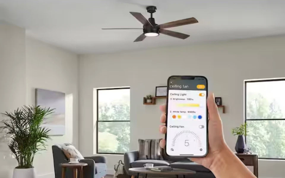 Hampton Bay Fanlee 54 in. Matte Black Smart Indoor Ceiling Fan New - Image 2 of 4