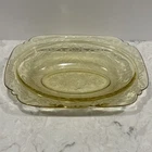 VINTAGE FEDERAL YELLOW AMBER DEPRESSION GLASS MADRID OVAL SERVING DISH BOWL