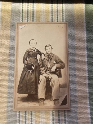 CDV - Married Couple by E. Bissell Photographer in Holly, Michigan USA