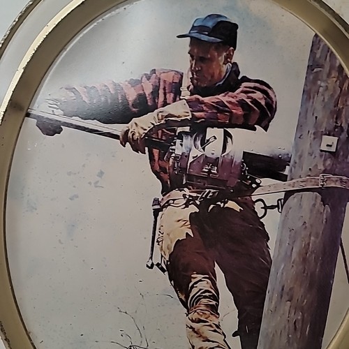 Limited Edition 1959 "The Lineman" by Norman Rockwell Oval Metal Tin Tray - Picture 9 of 22