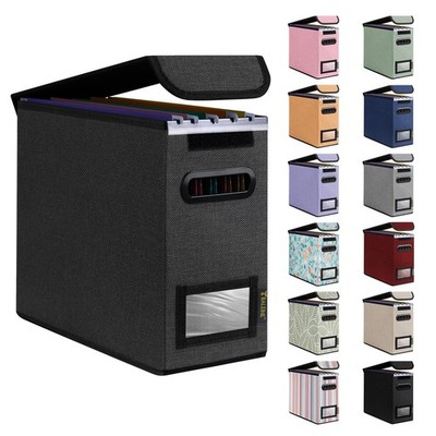 File Organizer Box with Lid Collapsible File Folder Organizer with Plastic Slide