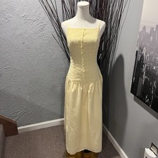 NWT Wild Fable Yellow Eyelet Lace Drop Waist Maxi Sundress Size Small