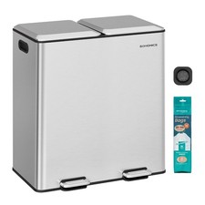 SONGMICS Trash Can,2x8 Gallon 2 x 30 L Double Garbage Can with Soft-Close Lids