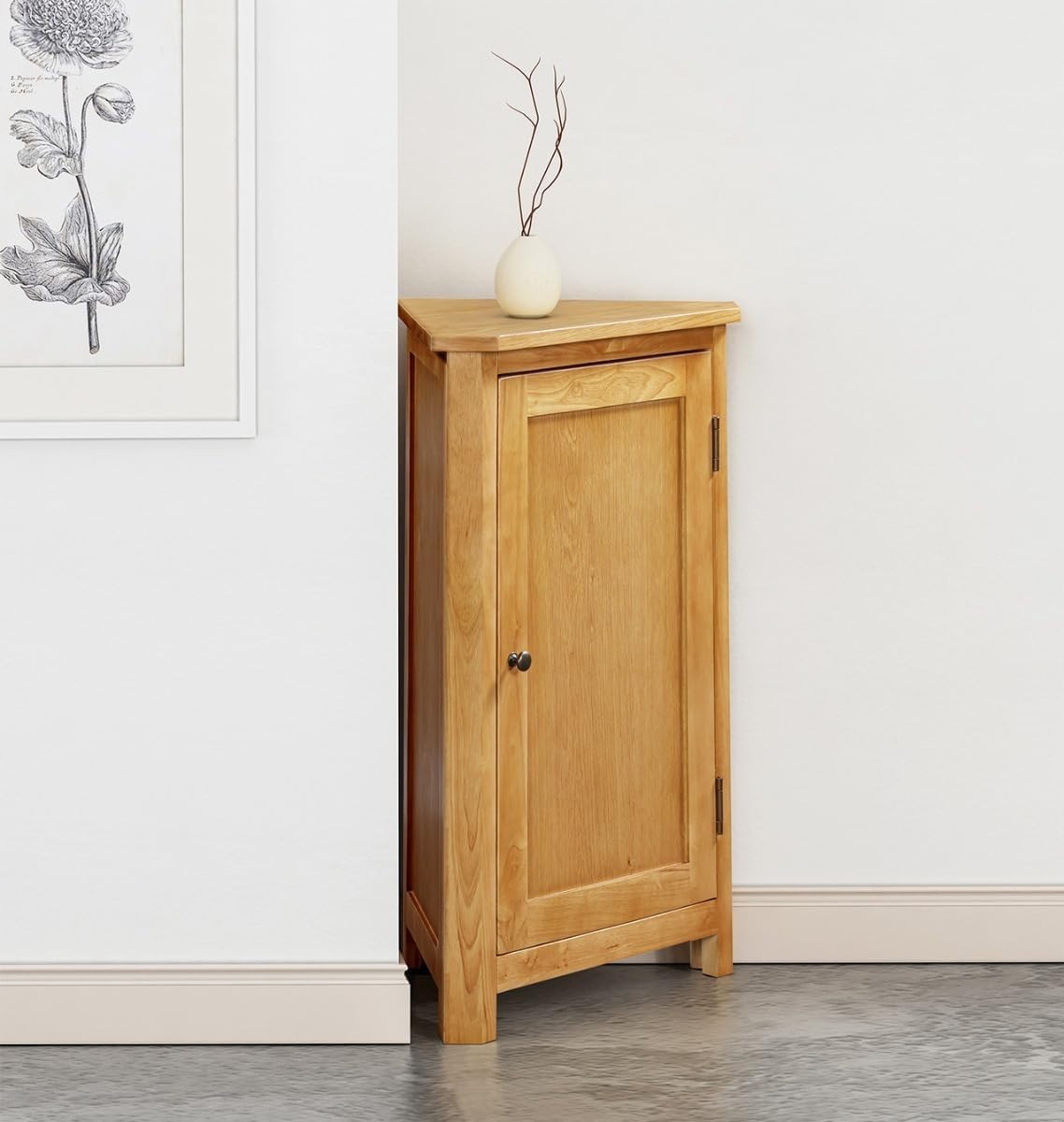 Corner Storage Cupboard Small Oak Wooden Cabinet 2 Adjustable Shelf - DAMAGED 👀