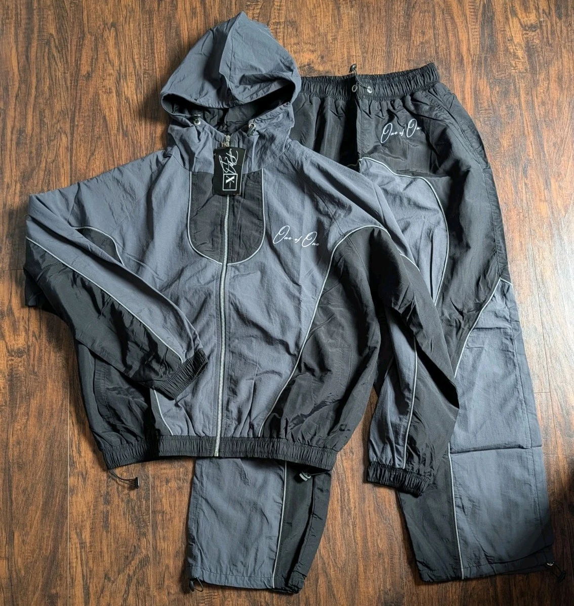 PMDXclusive One Of One Reflective Track Suit Set Windbreaker Pants Jacket, L NEW