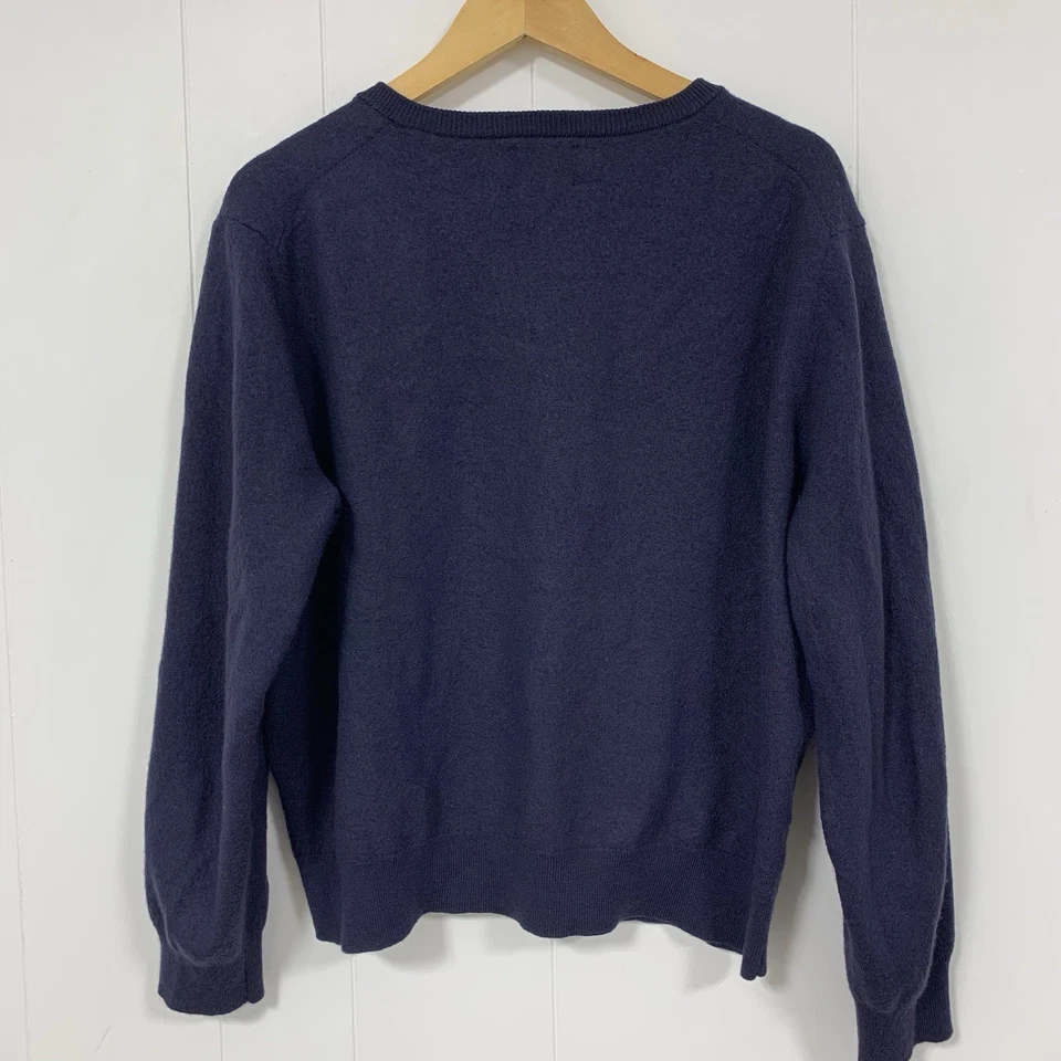 Suéter Pullover Stafford Azul Marino 100% Lana Ajustado Cuello en V XL ver Medidas Foto 4 de 4