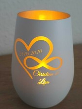 Valentinstag Hochzeit Verlobung Geschenk Windlicht mit Gravur individuell Liebe