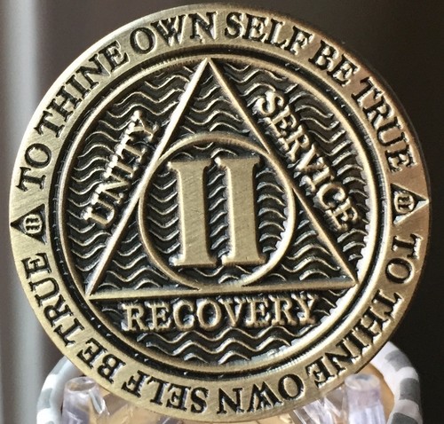 2 Year AA Medallion Reflex Antique Chocolate Bronze Sobriety Chip Coin - Picture 4 of 4