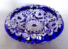 Arnstadt Aschenbecher Bleikristall Glas AshTray Crystal Glass Kobalt Blau Unikat