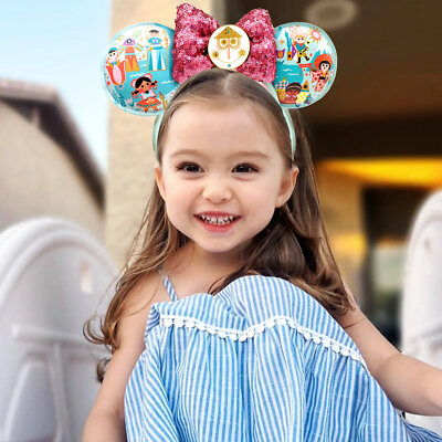 Disney~Parks It's A Small World Minnie Mouse Ears Rose Bow